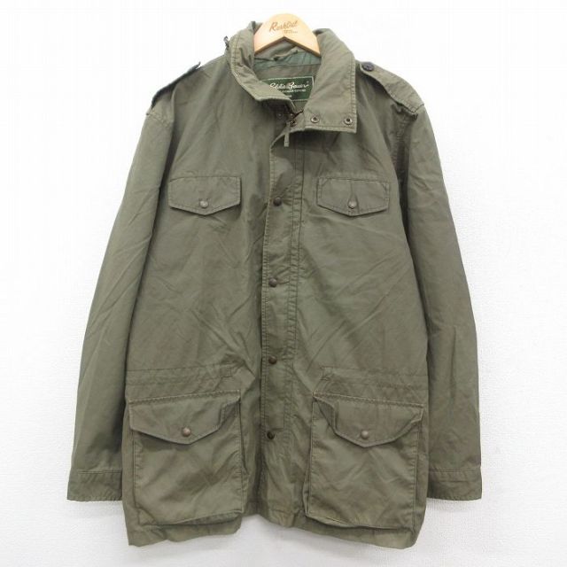 XL★古着 エディーバウアー 長袖 ジャケット メンズ 大きいサイズ ロング丈 緑系 グリーン 25sep30 中古 アウター ジャンパー ブルゾン