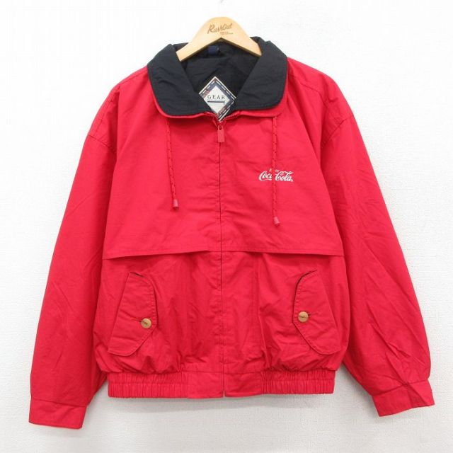 XL★古着 長袖 ジャケット メンズ 90年代 90s コカコーラ 赤 レッド 25sep30 中古 アウター ジャンパー ブルゾン