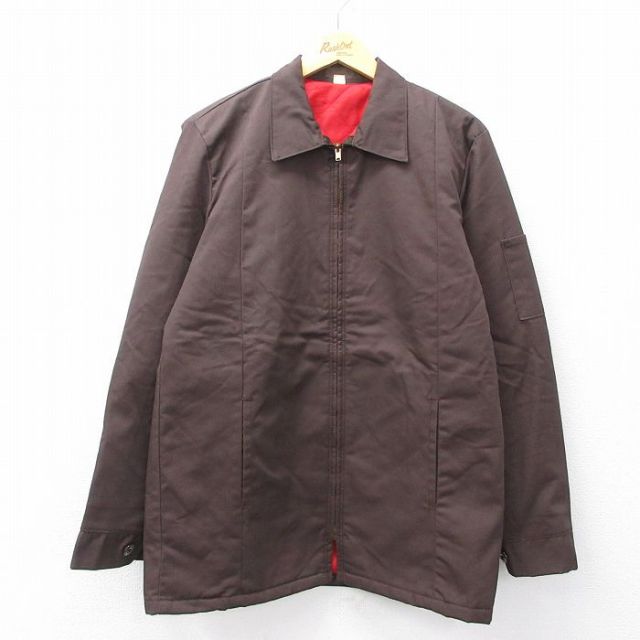 L★古着 長袖 ワーク ジャケット メンズ 80年代 80s こげ茶 ブラウン 内側キルティング 25oct02 中古 アウター ジャンパー ブルゾン