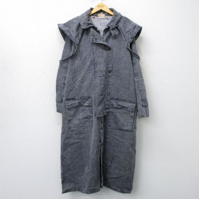 XL★古着 長袖 コート メンズ 90年代 90s ラグラン ダック地 ロング丈 大きいサイズ コットン カナダ製 紺系 ネイビー 【spe】 25oct03 中古 アウター