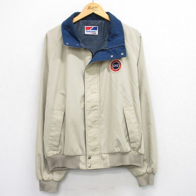 XL★古着 スイングスター 長袖 ジャケット メンズ 90年代 90s GENERAL MOTORS ラグラン 大きいサイズ USA製 ベージュ カーキ 25oct10 中古 アウター ジャンパー ブルゾン