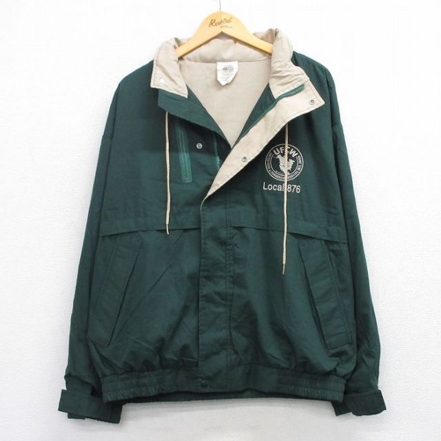 XL★古着 長袖 ジャケット メンズ 90年代 90s UFCW 大きいサイズ USA製 緑 グリーン 25oct10 中古 アウター ジャンパー ブルゾン