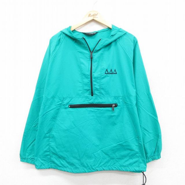 XL★古着 長袖 ナイロン ジャケット アノラック パーカー メンズ 90年代 90s ラグラン USA製 青緑 25oct10 中古 アウター ジャンパー ブルゾン