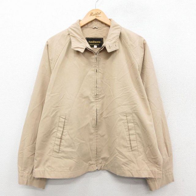 XL★古着 長袖 ジャケット スイングトップ メンズ 90年代 90s ラグラン 大きいサイズ ベージュ カーキ 25oct10 中古 アウター ジャンパー ブルゾン