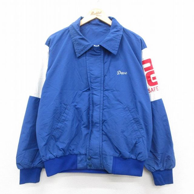 XL★古着 長袖 ジャケット メンズ 80年代 80s PGT タロン 青他 ブルー 25oct10 中古 アウター ジャンパー ブルゾン