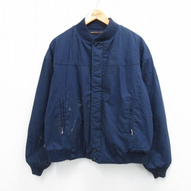 XL★古着 カタリナ 長袖 ダービー ジャケット メンズ 80年代 80s 大きいサイズ 紺 ネイビー 内側キルティング 【spe】 25oct10 中古 アウター ジャンパー ブルゾン