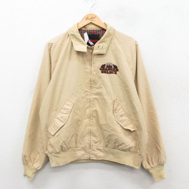 XL★古着 長袖 ジャケット スイングトップ メンズ 80年代 80s GRANGER ラグラン USA製 タロン ベージュ系 カーキ 25oct11 中古 アウター ジャンパー ブルゾン