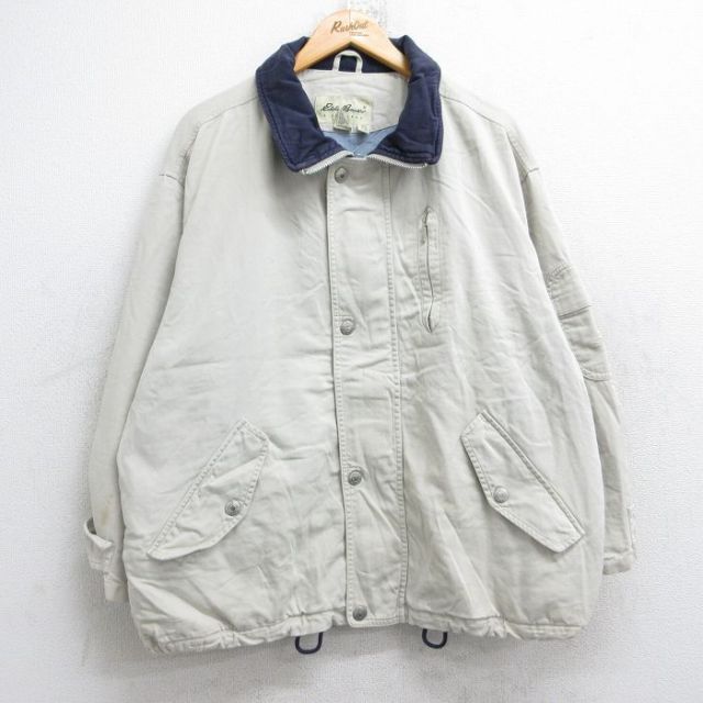 XL★古着 エディーバウアー 長袖 ジャケット メンズ 00年代 00s 大きいサイズ コットン ベージュ カーキ 25oct14 中古 アウター ジャンパー ブルゾン