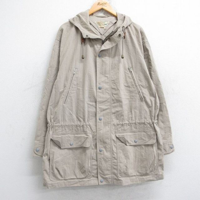 XL★古着 エルエルビーン LLBEAN 長袖 ジャケット パーカー メンズ 80年代 80s 大きいサイズ ロング丈 ベージュ カーキ 25oct14 中古 アウター ジャンパー ブルゾン