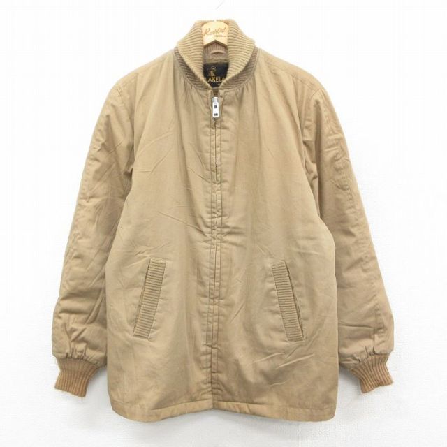 XL★古着 レイクランド 長袖 ファラオ ジャケット メンズ 70年代 70s ショールカラー ベージュ カーキ 内側ボア 【spe】 25oct16 中古 アウター ジャンパー ブルゾン