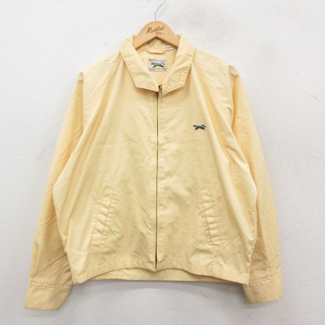 【20%OFF】XL★古着 JCペニー ザフォックス THE FOX 長袖 ジャケット スイングトップ メンズ 80年代 80s ワンポイントロゴ ラグラン 薄黄 イエロー 【spe】 25oct20 中古 アウター ジャンパー ブルゾン