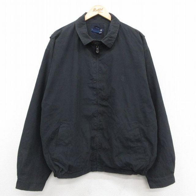 XL★古着 ノーティカ NAUTICA 長袖 ブランド ジャケット スイングトップ メンズ 90年代 90s ワンポイントロゴ 大きいサイズ 黒 ブラック 25oct20 中古 アウター ジャンパー ブルゾン