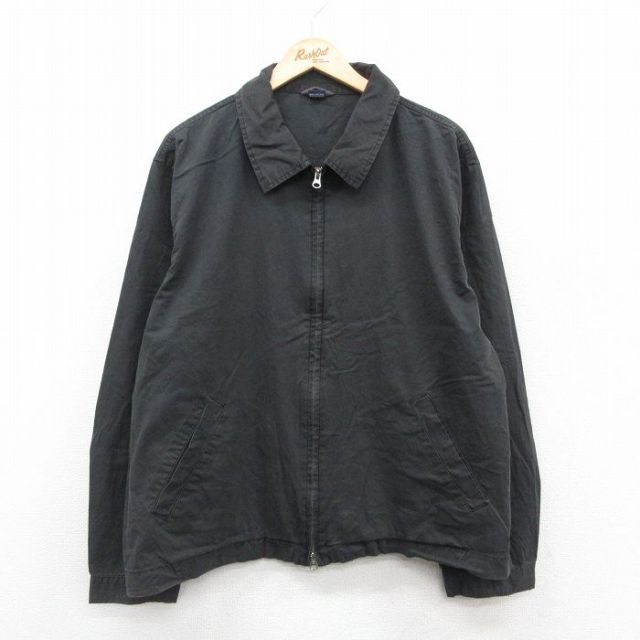 XL★古着 長袖 ジャケット スイングトップ メンズ 大きいサイズ 黒 ブラック 25oct20 中古 アウター ジャンパー ブルゾン
