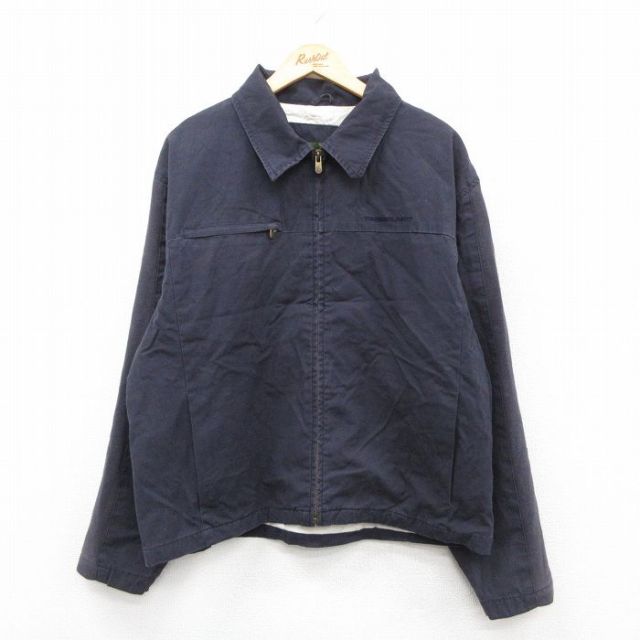 XL★古着 ティンバーランド 長袖 ジャケット メンズ 00年代 00s ワンポイントロゴ 大きいサイズ コットン 紺 ネイビー 25oct22 中古 アウター ジャンパー ブルゾン