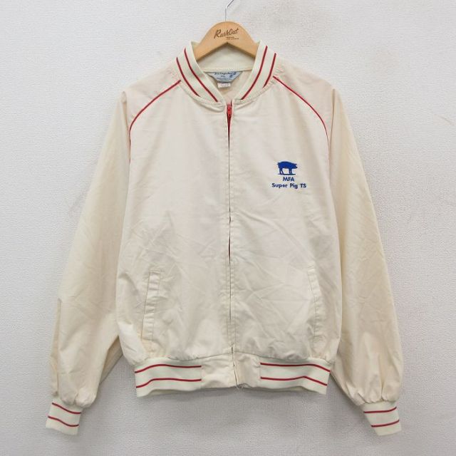 XL★古着 スイングスター 長袖 ジャケット メンズ 90年代 90s ブタ ラグラン 大きいサイズ USA製 生成り 25oct24 中古 アウター ジャンパー ブルゾン
