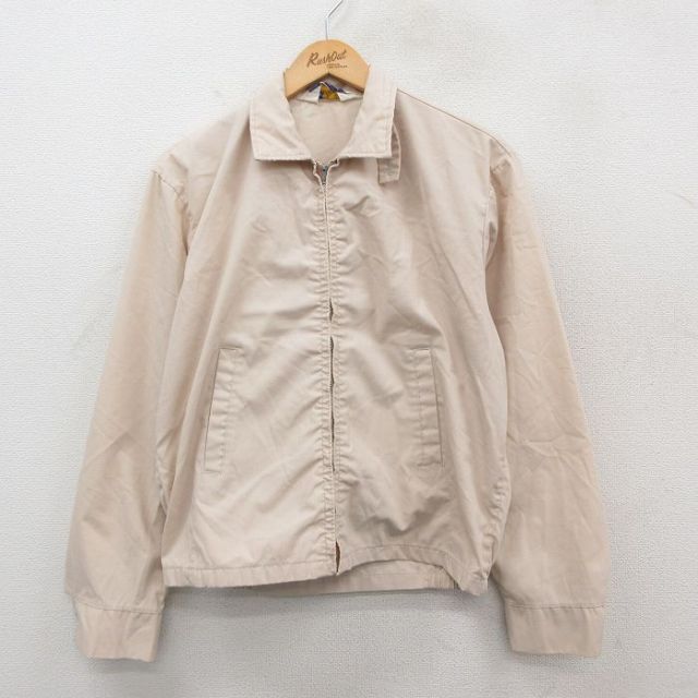 【20%OFF】L★古着 長袖 ジャケット スイングトップ メンズ 70年代 70s 薄ベージュ カーキ 25oct24 中古 アウター ジャンパー ブルゾン