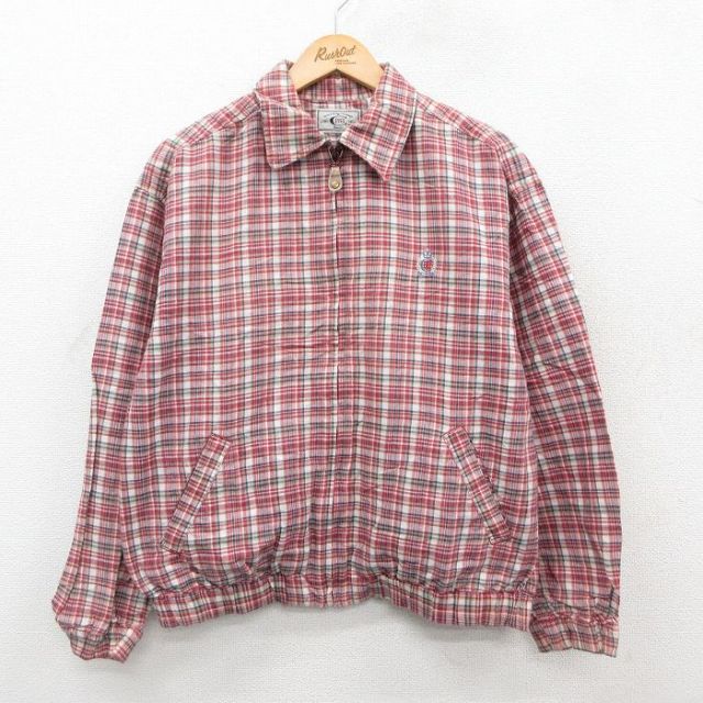 L★古着 ビューグルボーイ 長袖 ジャケット メンズ 00年代 00s ワンポイントロゴ 赤他 レッド チェック 25oct24 中古 アウター ジャンパー ブルゾン