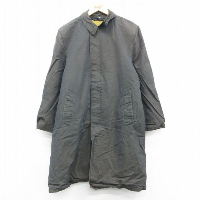 【50%OFF】L★古着 長袖 コート メンズ ロング丈 濃緑 グリーン 25oct24 中古 アウター