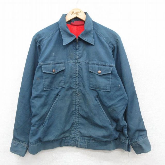 L★古着 ディッキーズ Dickies 長袖 ジャケット メンズ 70年代 70s タロン 紺系 ネイビー 内側フリース 【spe】 25oct25 中古 アウター ジャンパー ブルゾン