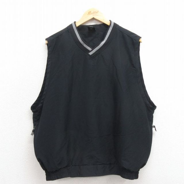 XL★古着 ナイキ NIKE ベスト メンズ ワンポイントロゴ 大きいサイズ Vネック 黒 ブラック 25oct25 中古 アウター