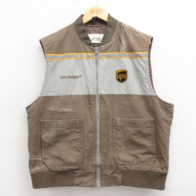 XL★古着 ベスト メンズ UPS 茶 ブラウン 25oct25 中古 アウター
