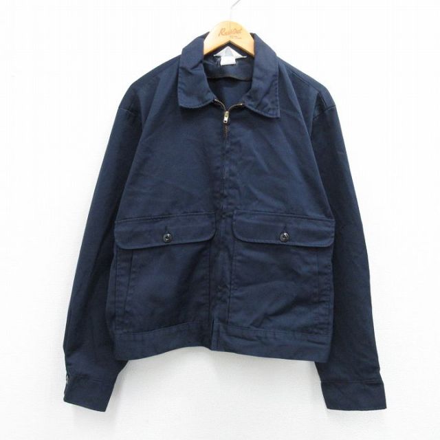 XL★古着 長袖 ワーク ジャケット メンズ 90年代 90s USA製 紺 ネイビー 25oct30 中古 アウター ジャンパー ブルゾン