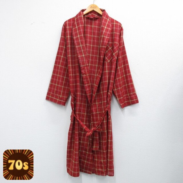 BVD 70s 長袖ガウン チェック レッド L | 古着