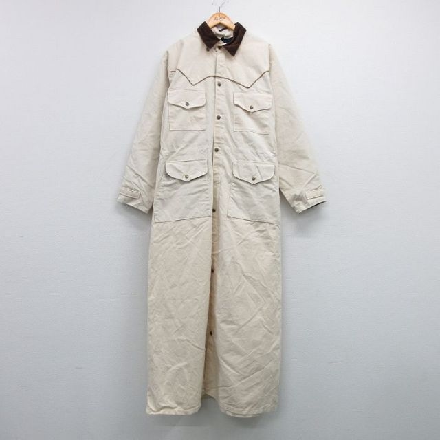 XL★古着 長袖 コート メンズ 90年代 90s 大きいサイズ ロング丈 USA製 生成り 25oct31 中古 アウター