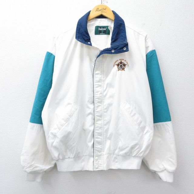 XL★古着 Dunbrooke 長袖 ジャケット メンズ 90年代 90s 星 ポリス USA製 白 ホワイト 25nov04 中古 アウター ジャンパー ブルゾン