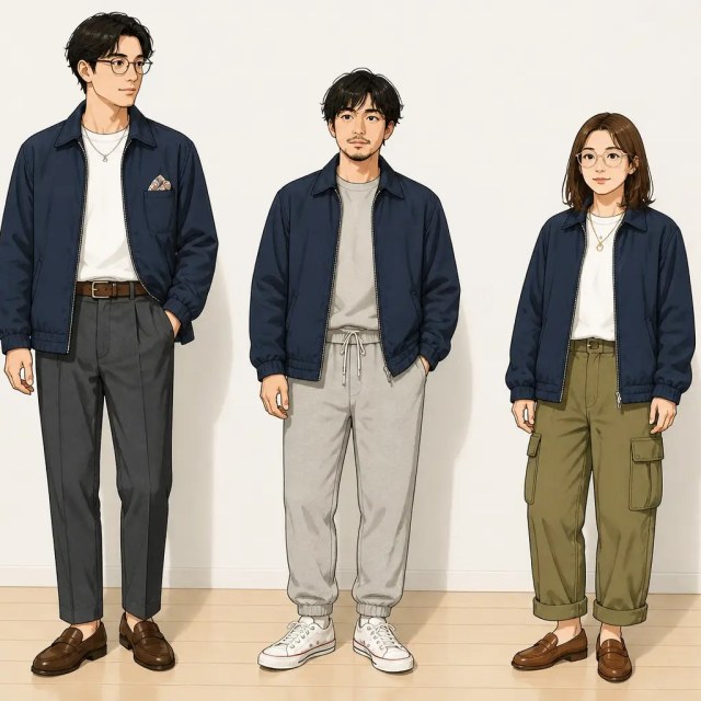 古着通販 M☆古着 長袖 ジャケット メンズ 80年代 80s 紺系 内側