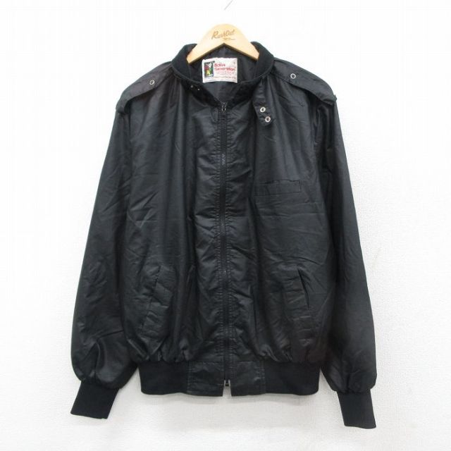 XL★古着 長袖 ジャケット メンズ 90年代 90s USA製 黒 ブラック 25nov05 中古 アウター ジャンパー ブルゾン