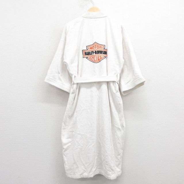 【50%OFF】ハーレーダビッドソン 半袖ガウン ビッグロゴ刺繍 ホワイト XL | 古着