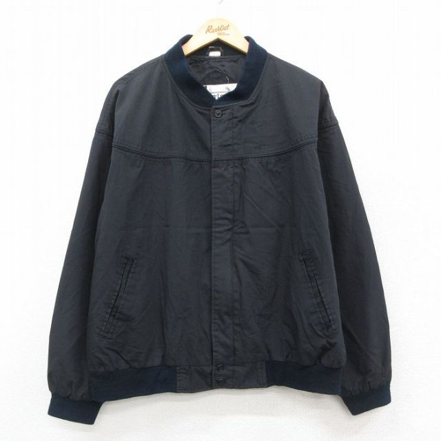 XL★古着 長袖 ダービー ジャケット メンズ 大きいサイズ 黒 25nov12