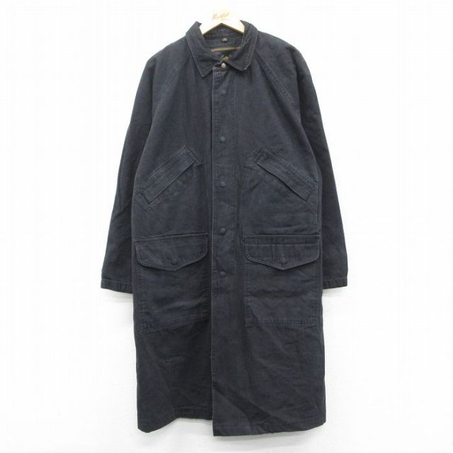 XL★古着 長袖 コート メンズ 00年代 00s ラグラン ロング丈 コットン 黒【spe】 25nov12