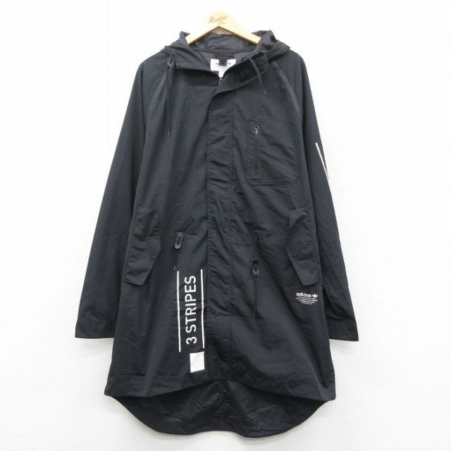 【50%OFF】アディダス 長袖コートパーカー 3ストライプ ラグラン ブラック XL | 古着