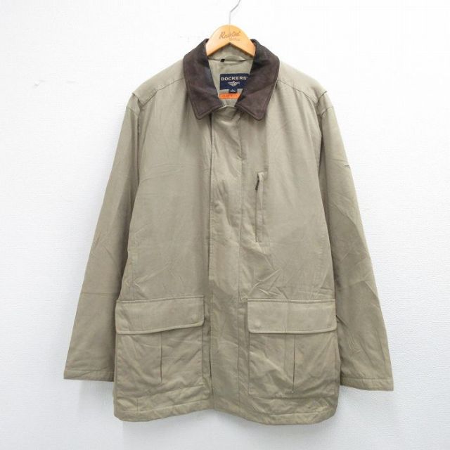 【50%OFF】ドッカーズ 長袖ジャケット 襟レザー グリーン XL | 古着