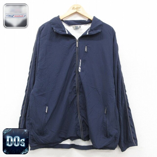 リーボック 00s ジャケット ワンポイントロゴ ネイビー XL | 古着