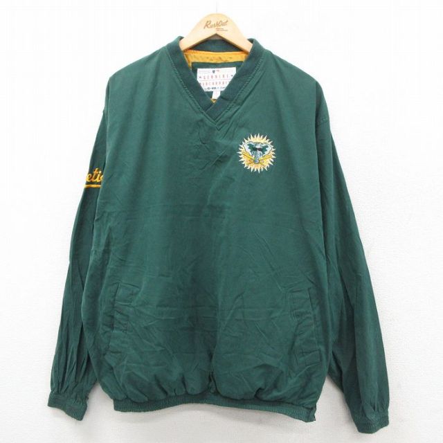 XL★古着 長袖 ジャケット メンズ 00年代 00s MLB オークランドアスレチックス 大きいサイズ Vネック 25nov17