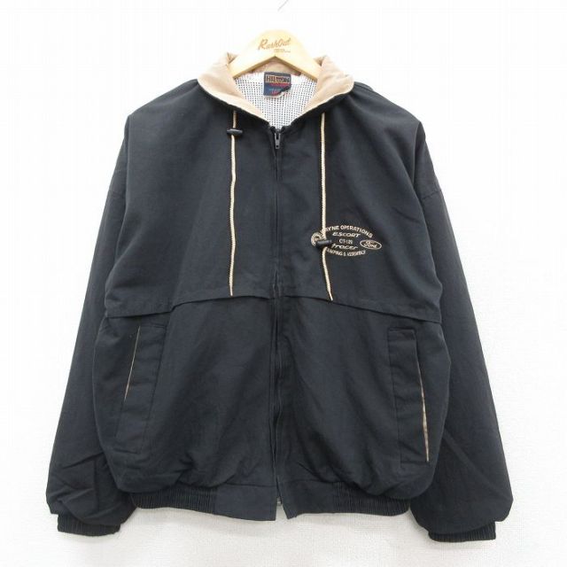 XL★古着 ヒルトン 長袖 ジャケット メンズ 90年代 90s フォード Ford USA製 黒 内側メッシュ 25nov17