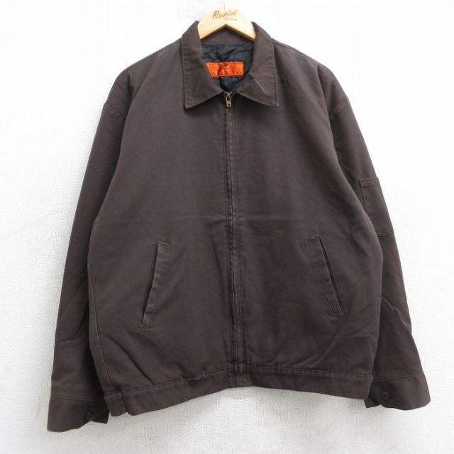 XL★古着 レッドキャップ 長袖 ワーク ジャケット メンズ 00年代 00s 大きいサイズ 茶 内側キルティング 25nov20