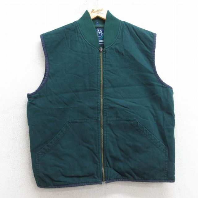 【20%OFF】L★古着 メンバーズオンリー ベスト メンズ 90年代 90s ダック地 コットン 緑 内側キルティング 25nov20