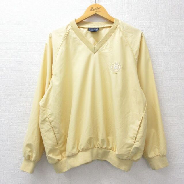 【20%OFF】XL★古着 長袖 ジャケット メンズ 90年代 90s ゴルフ ラグラン 大きいサイズ Vネック USA製 薄黄 25nov22