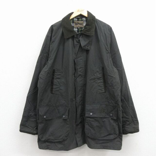 オイルドジャケット 襟コーデュロイ ブラック XL | 古着