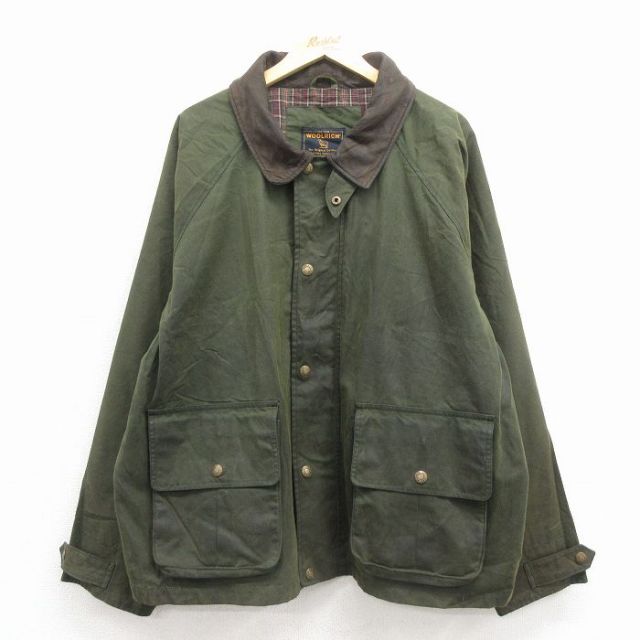 【20%OFF】XL★古着 ウールリッチ 長袖 オイルド ジャケット メンズ 大きいサイズ コットン ラグラン 濃緑【spe】 25dec02