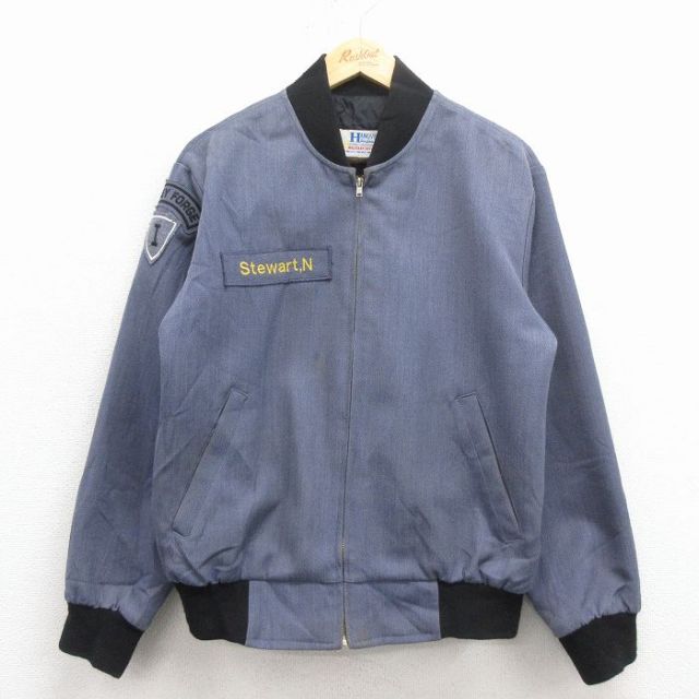 L★古着 長袖 ミリタリー ジャケット メンズ 90年代 90s USA製 薄紺 内側キルティング 25dec02