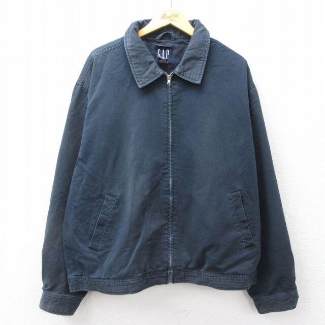 XL★古着 ギャップ GAP 長袖 ジャケット メンズ 00年代 00s 大きいサイズ コットン 紺 25dec05