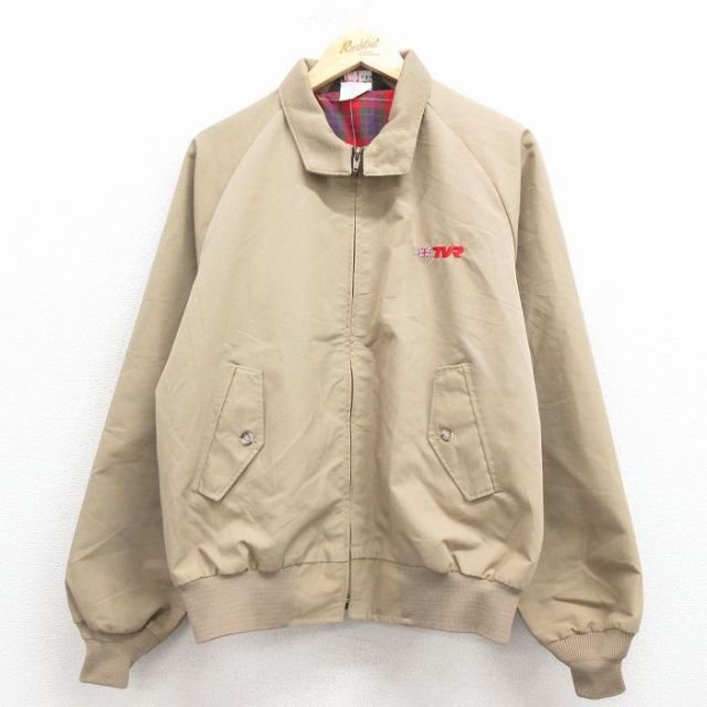 XL★古着 長袖 ジャケット メンズ 80年代 80s TVR ラグラン USA製 ベージュ 25dec06