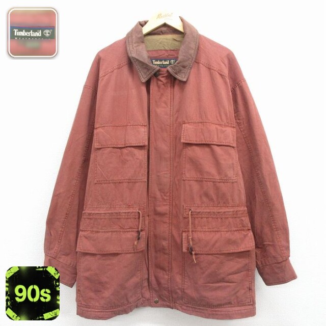 【50%OFF】ティンバーランド 90s ジャケット 襟レザー バーガンディ XL | 古着