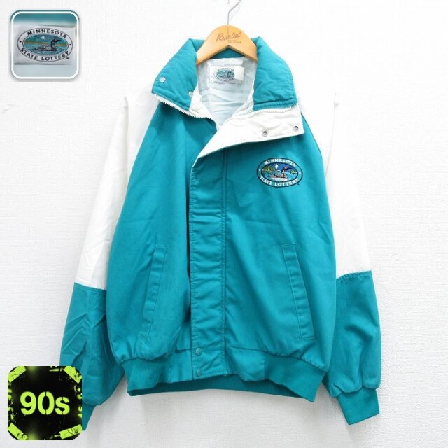 90s ラグランジャケット 鳥 ブルーグリーン L | 古着