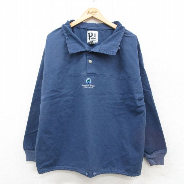 【50%OFF】ニューポートビーチ 90s 長袖トップス ネイビー XL | 古着